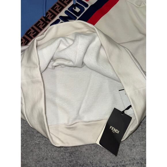 Fendi Roma Mania Fila All Over Logo White Blue Red Sweatshirt Hoodie Large L - Picture 10 of 16